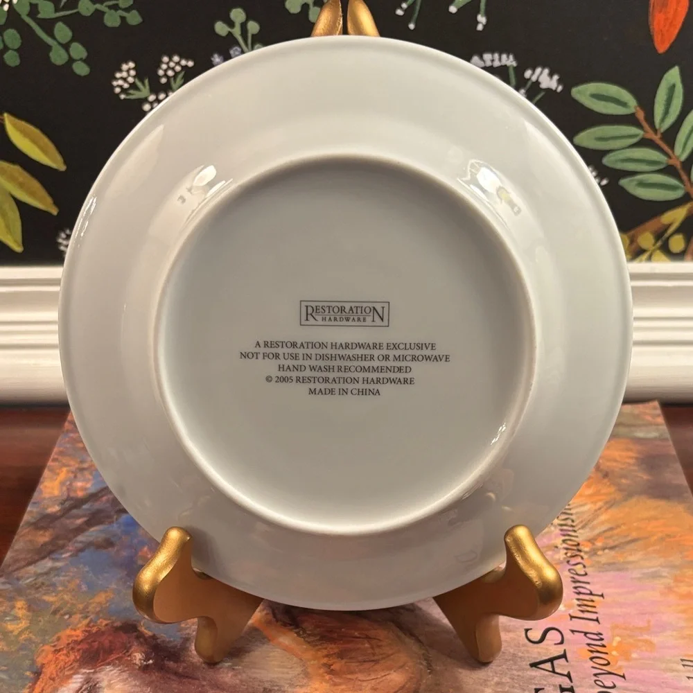 Restoration Hardware White and Gold Quote Accent Dessert Plates - Set of 4